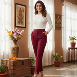 High Waist Burgundy Tapered Pants