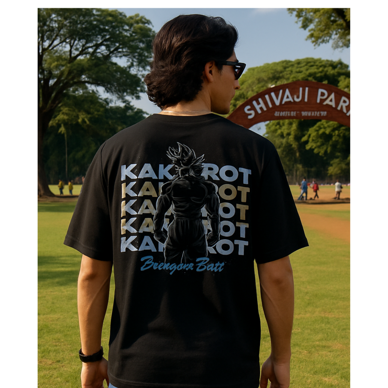 Backbencher Men’s Printed Oversized T-Shirt (Kakarot Edition) INK
