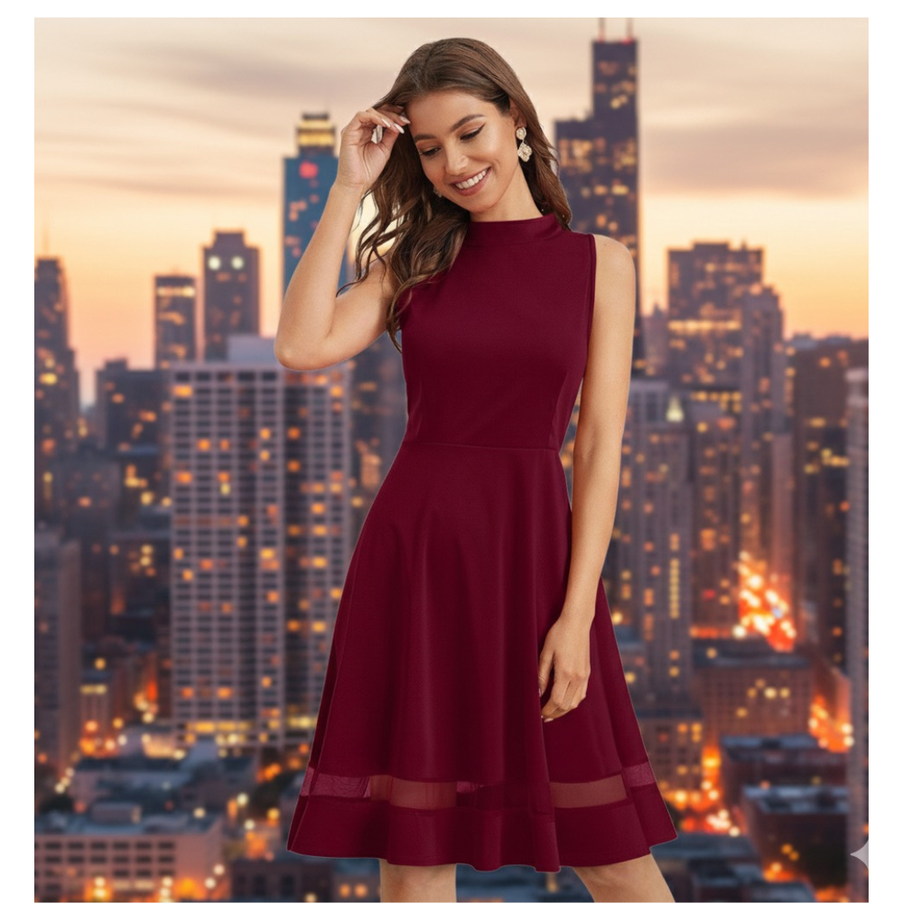 Berry Tone Bodycon Mini Dress – Slim Fit