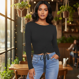 Classic Black Cinched Front Top