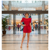Party-Ready Scarlet Mini Jumpsuit