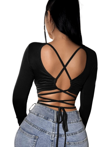 Luxe Backless Tie-Back Crop Top DZ-5