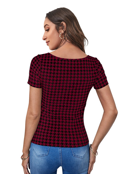 Printed Stretch Fit Top Checkered DNK