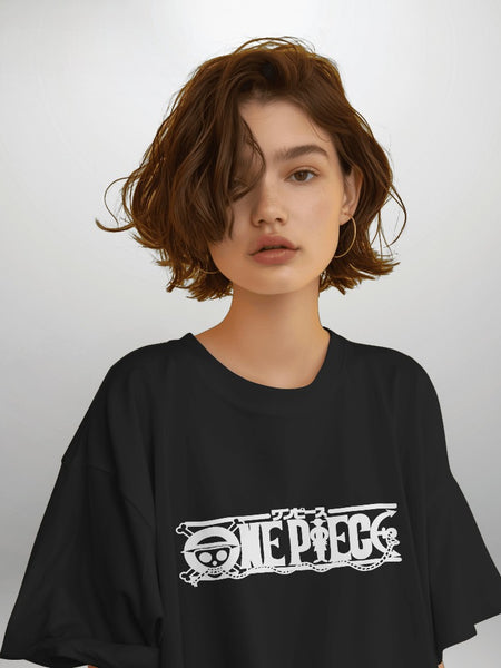 Backbencher Women’s Printed Oversized T-Shirt (One Piece Edition) INK