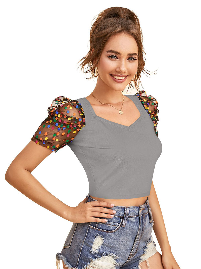 Chic Puff Sleeve Crop Top – Trendy & Stylish Women's Fashion DNK
