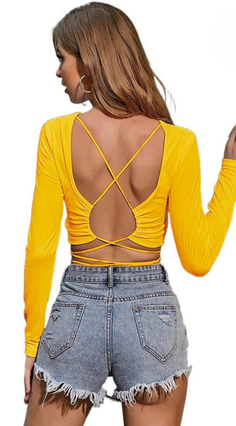 Luxe Backless Tie-Back Crop Top
