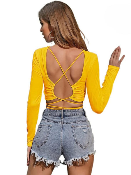 Luxe Backless Tie-Back Crop Top DZ-5