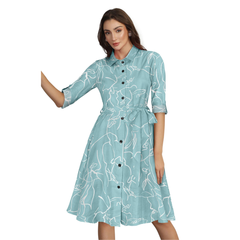 Button-Down A-Line Midi Dress -DNK