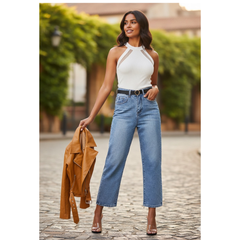 Chic Black Mesh Panel Halter Neck Top DNK