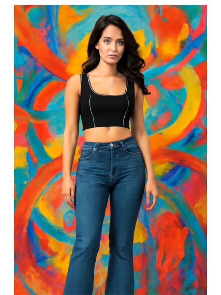 Trendy Polyester Knitting Crop Top – Stylish, Breathable & Versatile Women's Fashion DNK