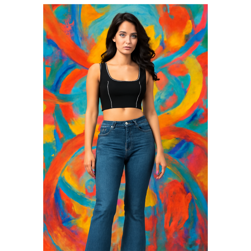 Trendy Polyester Knitting Crop Top – Stylish, Breathable & Versatile Women's Fashion DNK