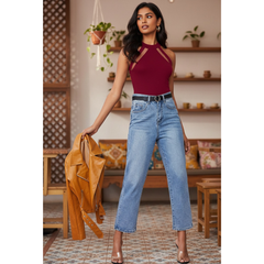 Chic Black Mesh Panel Halter Neck Top DNK