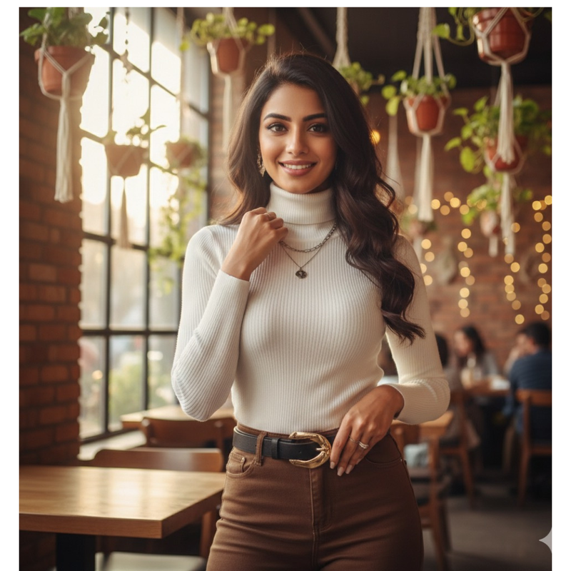 Slim-Fit Turtleneck Top-DZ 14