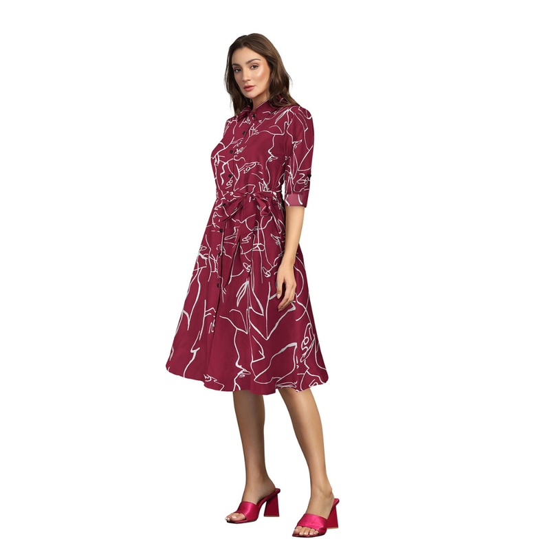 Button-Down A-Line Midi Dress -DNK