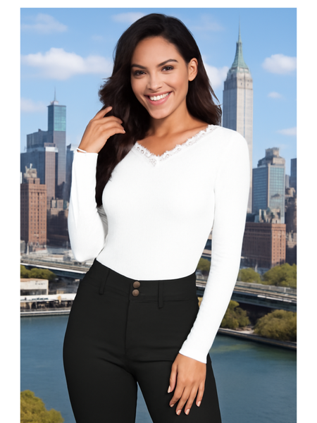 V-Neck Ribbed Top DNK