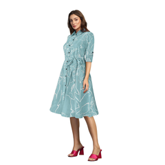 Button-Down A-Line Midi Dress -DNK