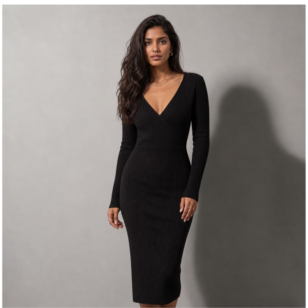 Overwater Oasis Ribbed Wrap Midi Dress