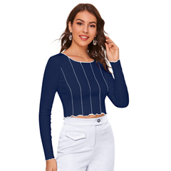 Tangerine Wave-Stitch Crop Top- DNK