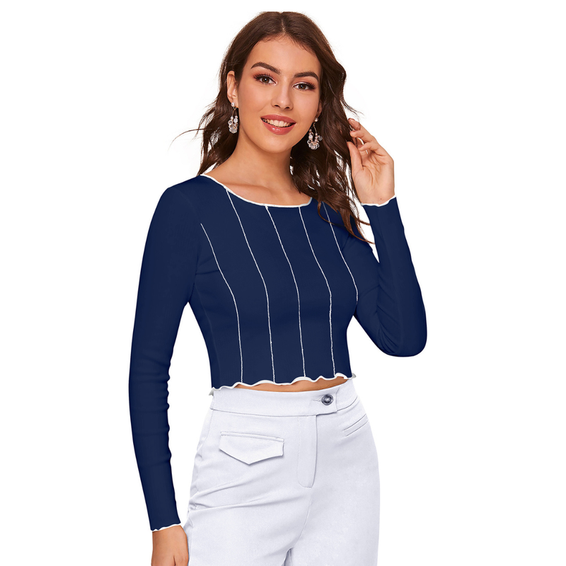 Tangerine Wave-Stitch Crop Top- DNK