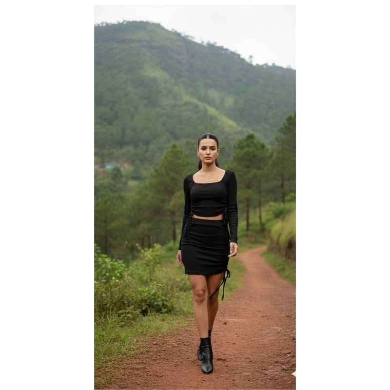 Seamless Drawstring BodyconTop -DZ-15