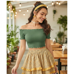 Trendy Off-Shoulder Crop Top –  Ultimate Comfort DZ-8