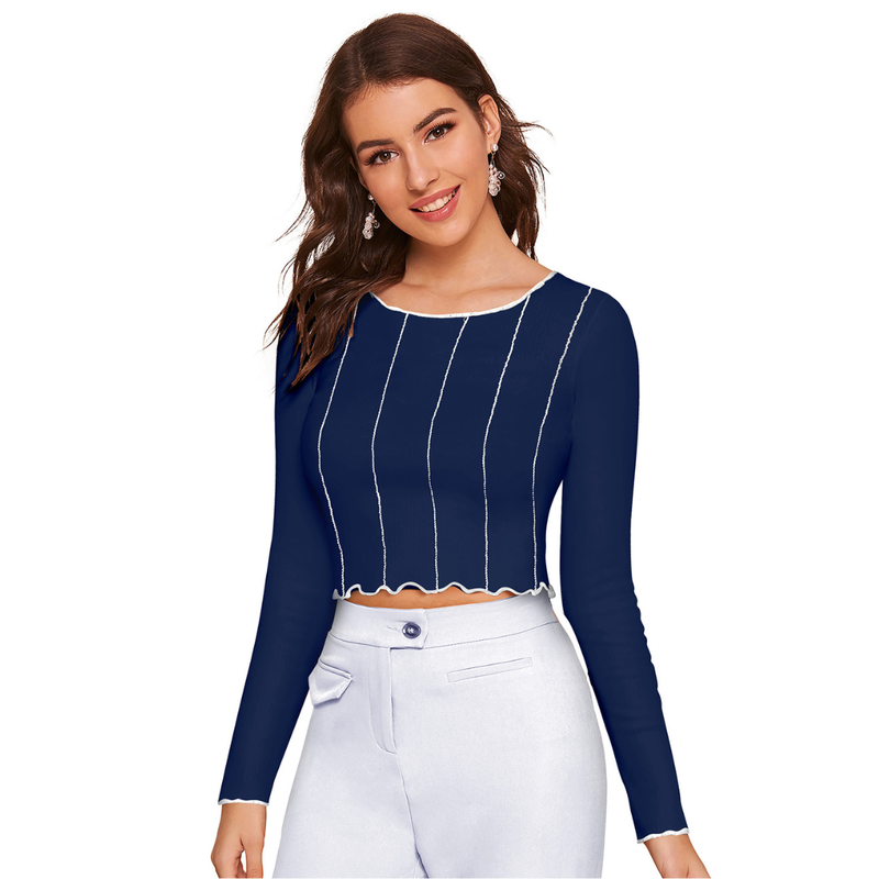 Tangerine Wave-Stitch Crop Top- DNK