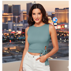 Mint Cut-Out Bow Detail Top-DNK