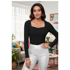 Neck Ribbed Top