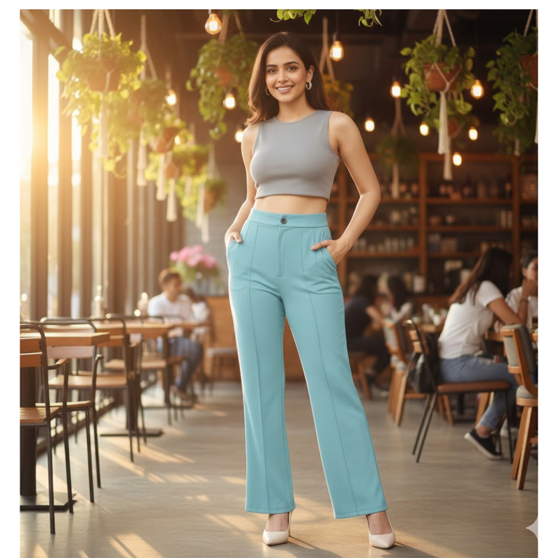 Women’s High-Rise Flare Pants-DNK