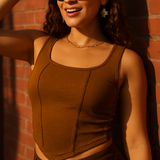 Square Neck Hanky Hem Tank Top