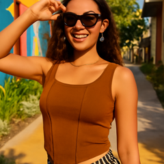 Square Neck Hanky Hem Tank Top