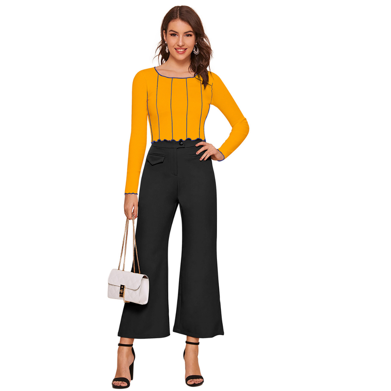 Tangerine Wave-Stitch Crop Top- DNK