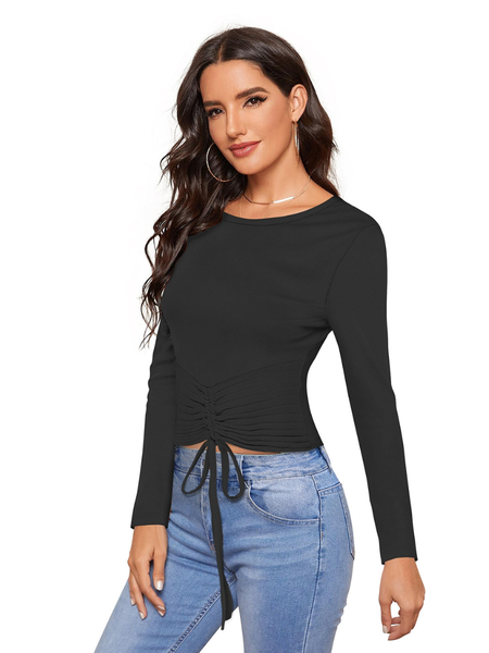 Classic Black Cinched Front Top-DNK