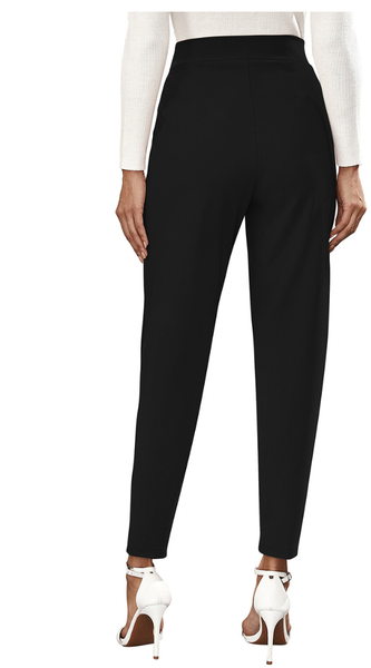 Black High-Waist Tapered Pants for Women
