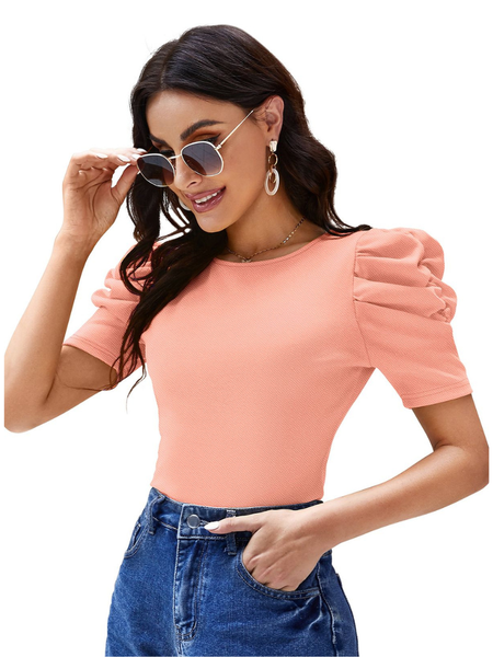 Sunset Glow Ruched Sleeve Tee