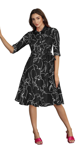 Button-Down A-Line Midi Dress