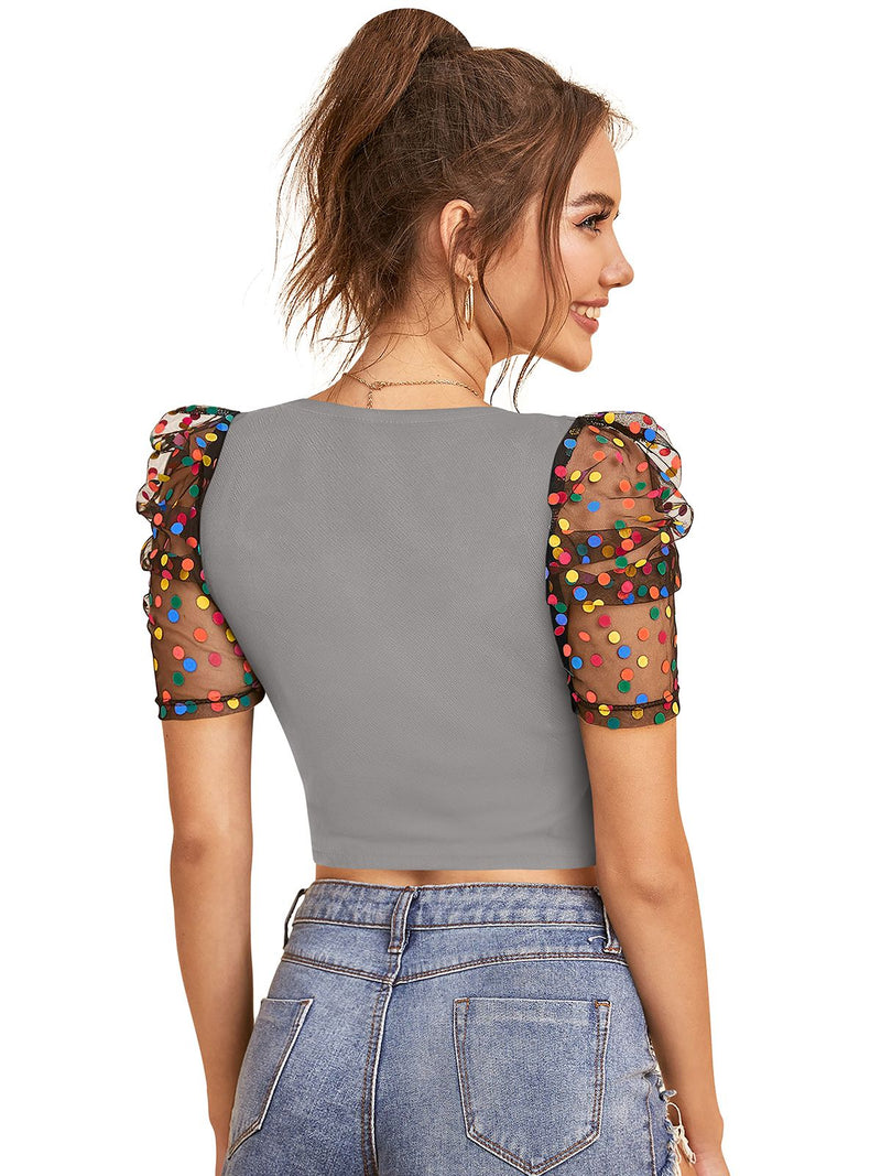 Chic Puff Sleeve Crop Top – Trendy & Stylish Women's Fashion DNK