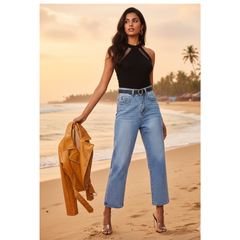 Chic Black Mesh Panel Halter Neck Top DNK