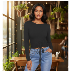 Classic Black Cinched Front Top-DNK