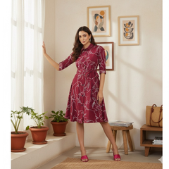 Button-Down A-Line Midi Dress -DNK