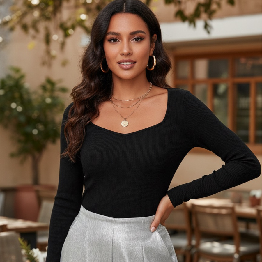Neck Ribbed Top
