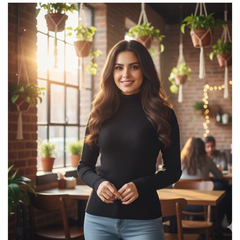 Slim-Fit Turtleneck Top-DZ 14