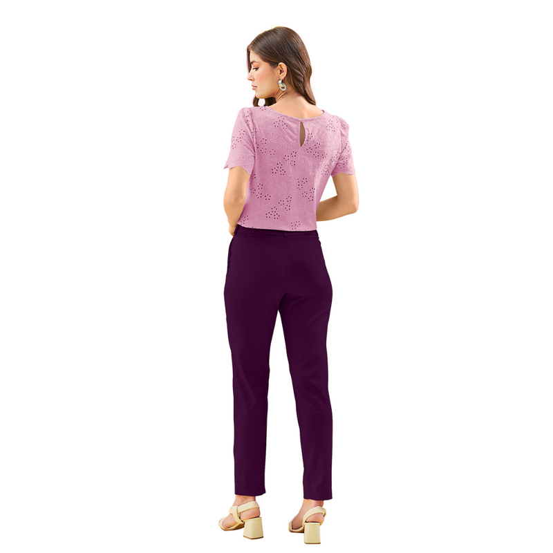 Classic Plum Ankle Length Trousers-DNK