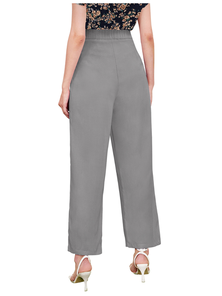 Charcoal Grey Formal Wide-Leg Pants-DNK