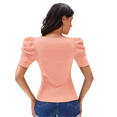 Sunset Glow Ruched Sleeve Tee
