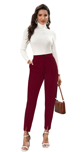 High Waist Burgundy Tapered Pants