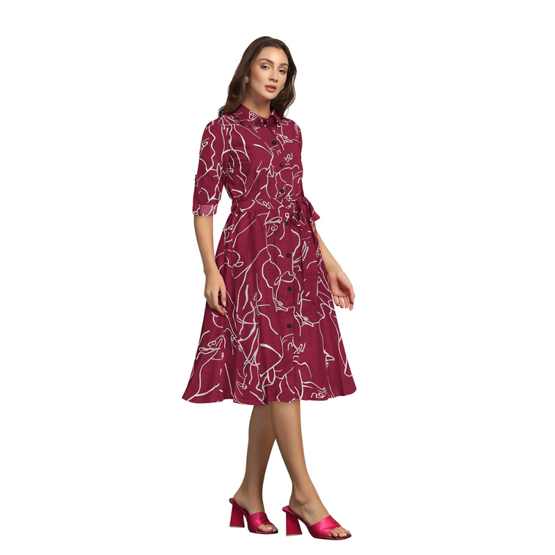 Button-Down A-Line Midi Dress -DNK