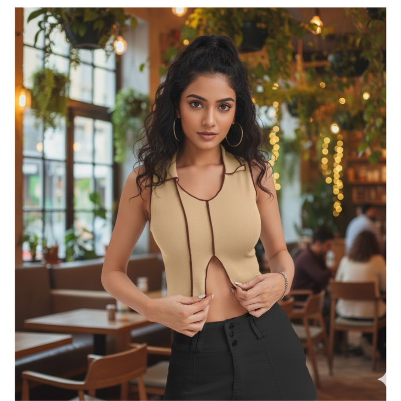 Front Cut-Out Crop Top-DNK