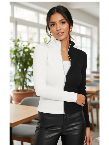 Dual-Tone Zip-Up Top DNK