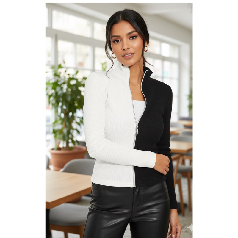 Dual-Tone Zip-Up Top DNK